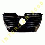 GRILL PLASTIC PRIMED BLACK WITH NICEL FRAME AND STRIP (WITH HOLES FOR SENZOR) VW PASSAT 05-11 