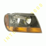 HEAD LAMP RIGHT SMOKED WITH LOWER YELLOW INDICATOR MANUAL LAREDO JEEP GRAND CHEROKEE 99-05